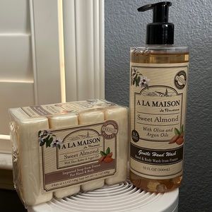 A La Madison 4 sweet almond bar soap and liquid wash for hands and body